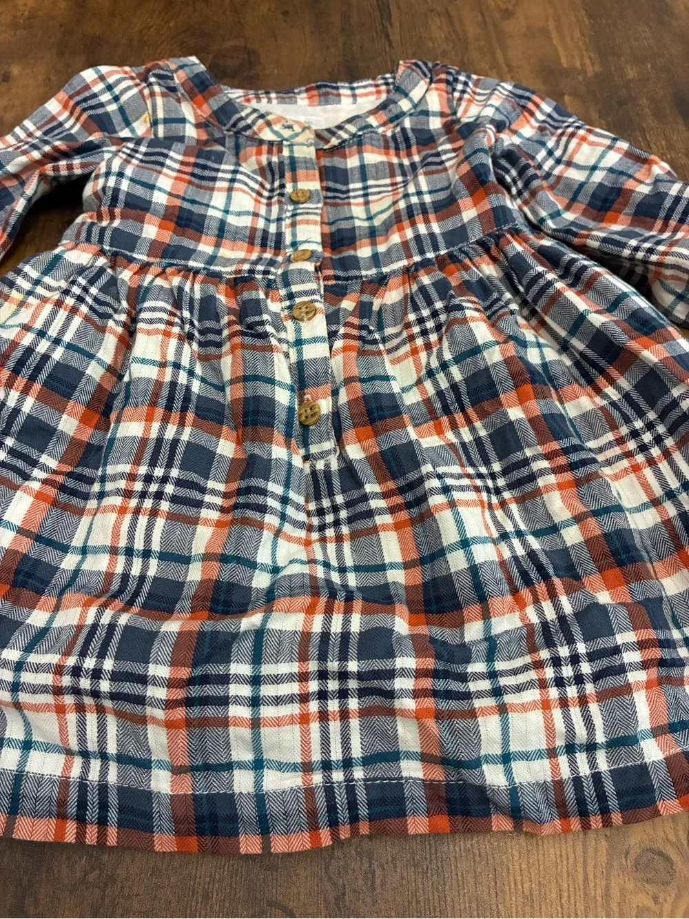 Girl’s 9 Months Long Sleeve Button-Front Dress